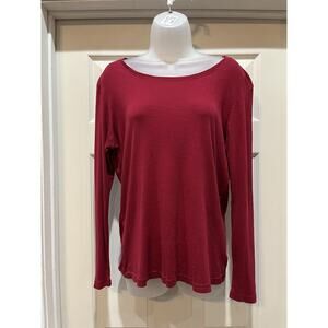 Daisy Fuentes Women's Size L Cranberry Red Accents Pullover Shirt